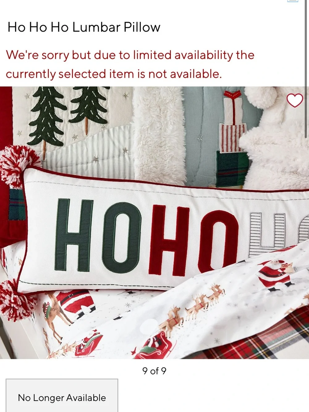 NWT Pottery Barn Kids Ho Ho Ho Lumbar Pillow